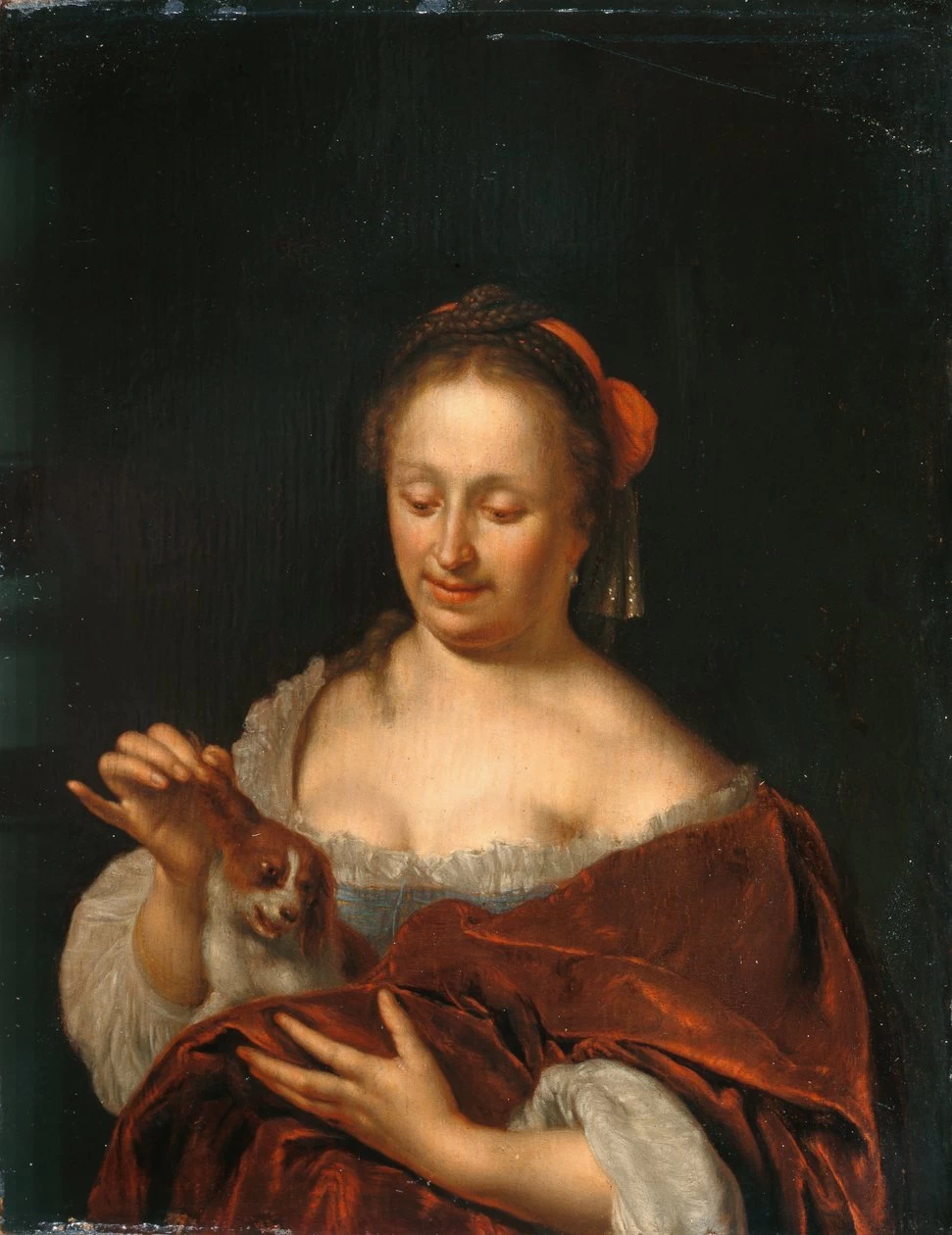Una signora con un piccolo cane - Manchester Art Gallery